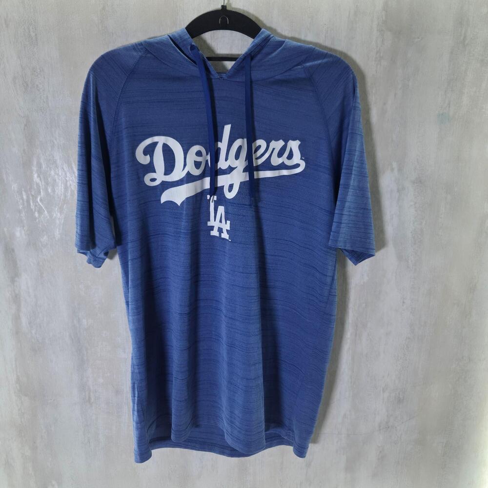 Los Angeles Dodgers Hoodie Mens Medium Blue MLB Baseball Stitches Short Sleeve